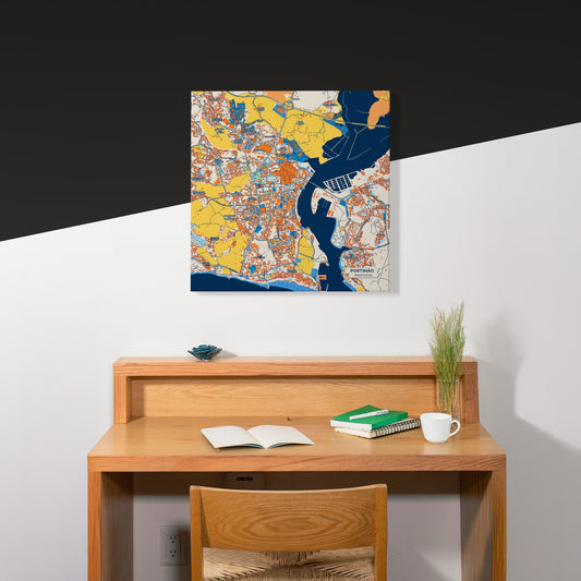 Portimão Portugal Colorful City Map Canvas Print Scene