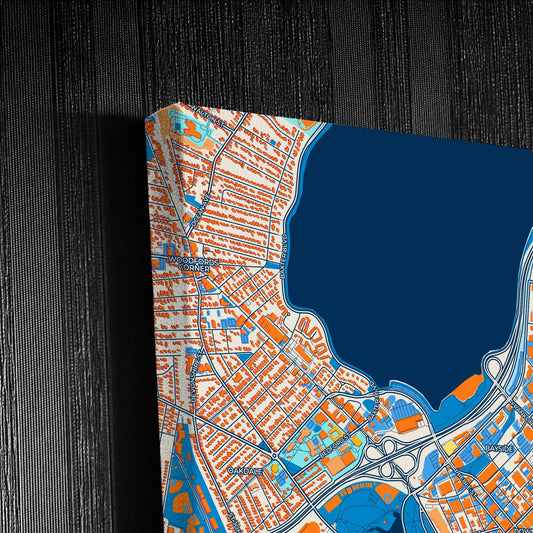 Portland Maine Colorful City Map Canvas Print Detail