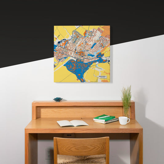 Prievidza Slovakia Colorful City Map Canvas Print Scene