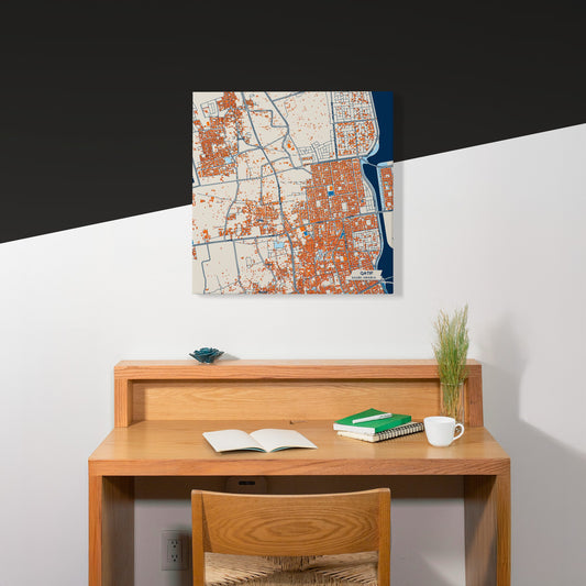 Qatif Saudi Arabia Colorful City Map Canvas Print Scene
