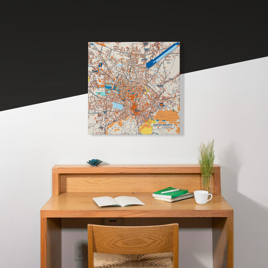 Quetzaltenango Guatemala Colorful City Map Canvas Print Scene