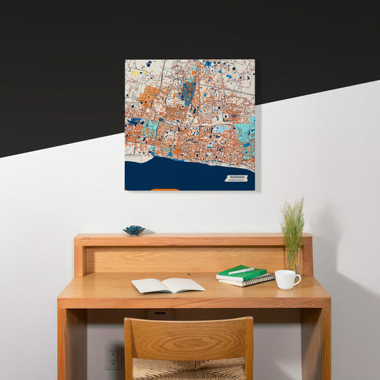 Rajshahi Bangladesh Colorful City Map Canvas Print Scene