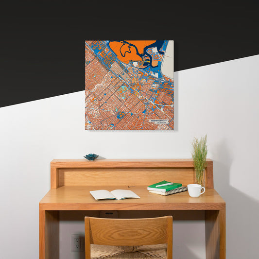 Redwood City California Colorful City Map Canvas Print Scene