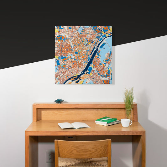 Roanne France Colorful City Map Canvas Print Scene