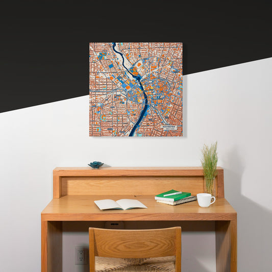 Rochester New York Colorful City Map Canvas Print Scene