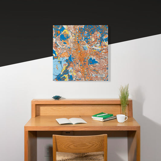 Saint-Étienne France Colorful City Map Canvas Print Scene