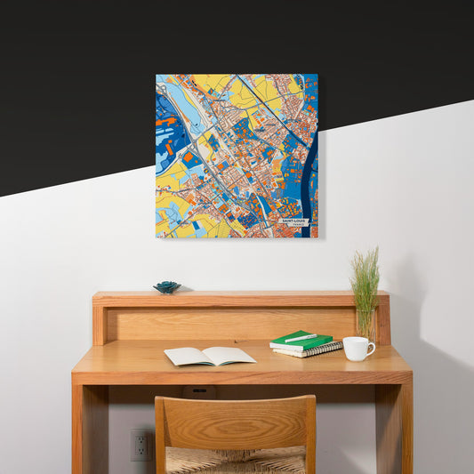 Saint-Louis France Colorful City Map Canvas Print Scene
