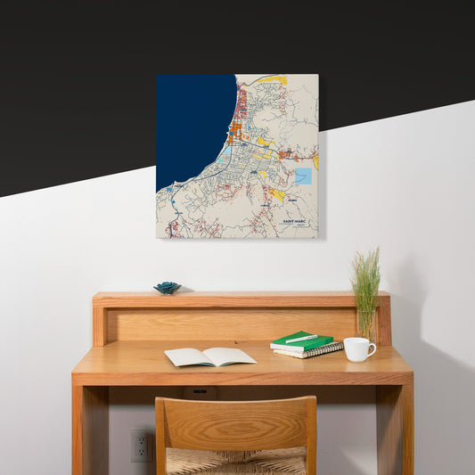 Saint-Marc Haiti Colorful City Map Canvas Print Scene
