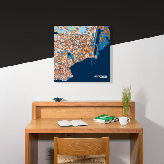 Saint-Nazaire France Colorful City Map Canvas Print Scene