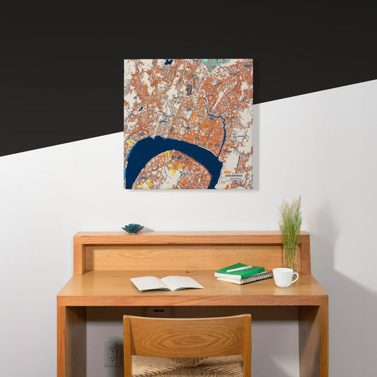 Samarinda Indonesia Colorful City Map Canvas Print Scene