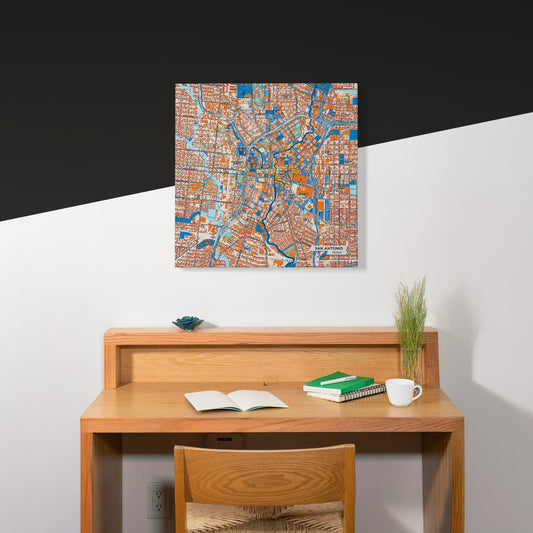San Antonio Texas Colorful City Map Canvas Print Scene