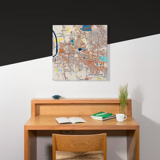 Sangli-Miraj Kupwad India Colorful City Map Canvas Print Scene