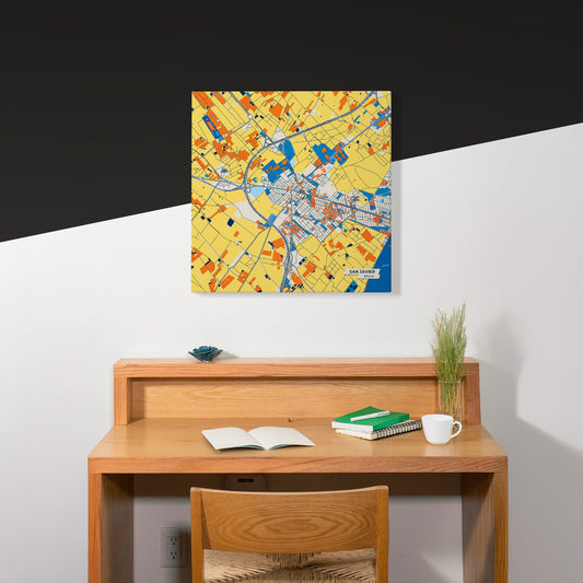 San Javier Spain Colorful City Map Canvas Print Scene