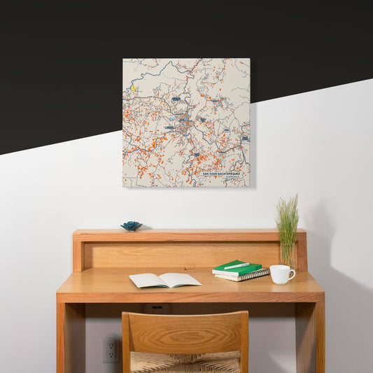 San Juan Sacatepéquez Guatemala Colorful City Map Canvas Print Scene