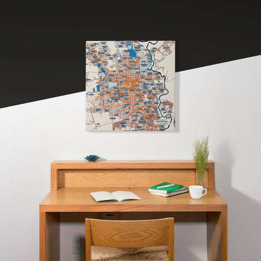 San Miguel El Salvador Colorful City Map Canvas Print Scene