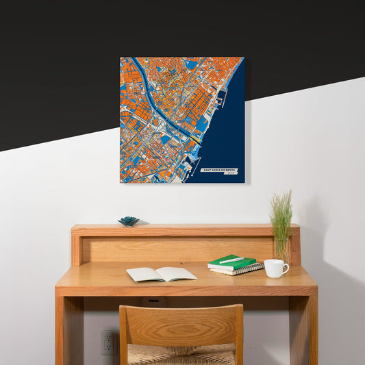 Sant Adrià De Besòs Spain Colorful City Map Canvas Print Scene