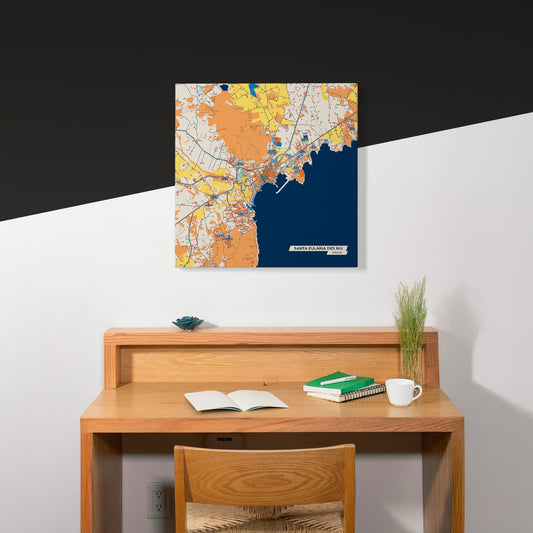 Santa Eulària Des Riu Spain Colorful City Map Canvas Print Scene