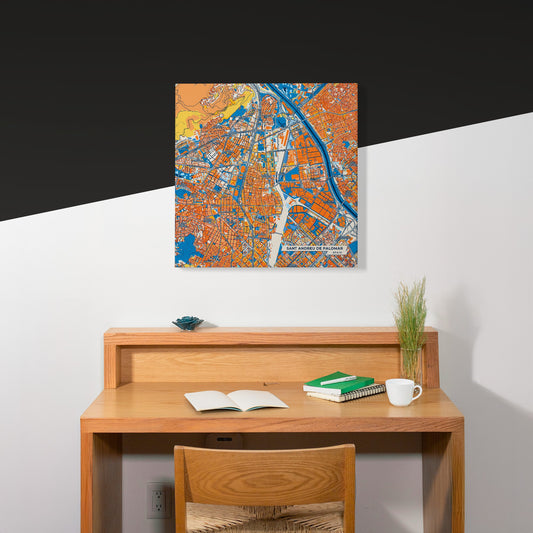 Sant Andreu De Palomar Spain Colorful City Map Canvas Print Scene