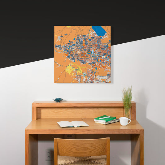 Santa Tecla El Salvador Colorful City Map Canvas Print Scene