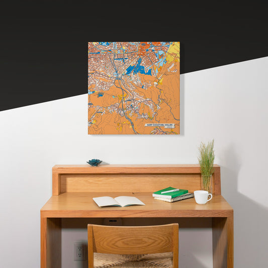 Sant Cugat Del Vallès Spain Colorful City Map Canvas Print Scene