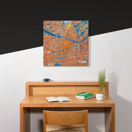 Santiago Chile Colorful City Map Canvas Print Scene