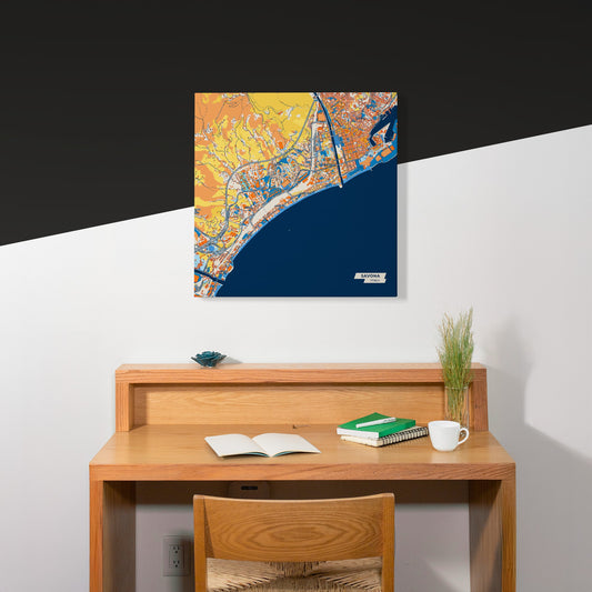 Savona Italy Colorful City Map Canvas Print Scene