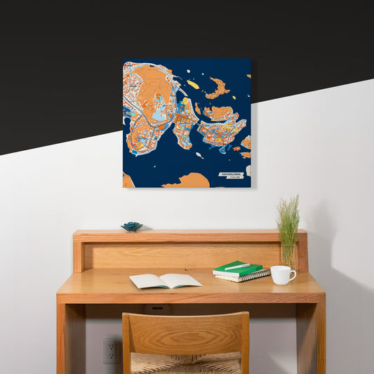 Savonlinna Finland Colorful City Map Canvas Print Scene