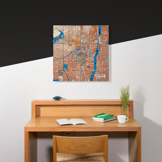 Scottsdale Arizona Colorful City Map Canvas Print Scene