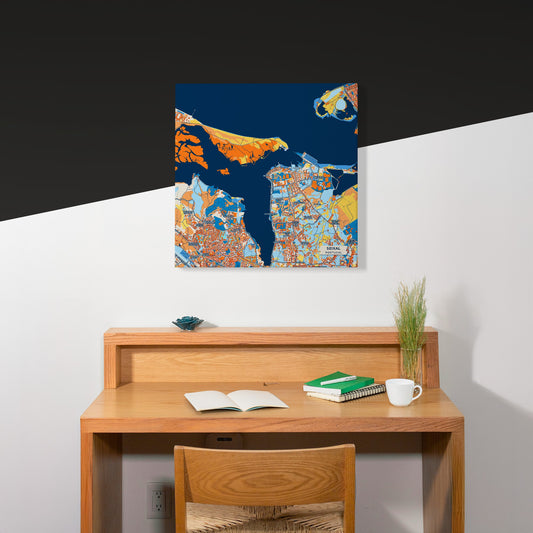 Seixal Portugal Colorful City Map Canvas Print Scene