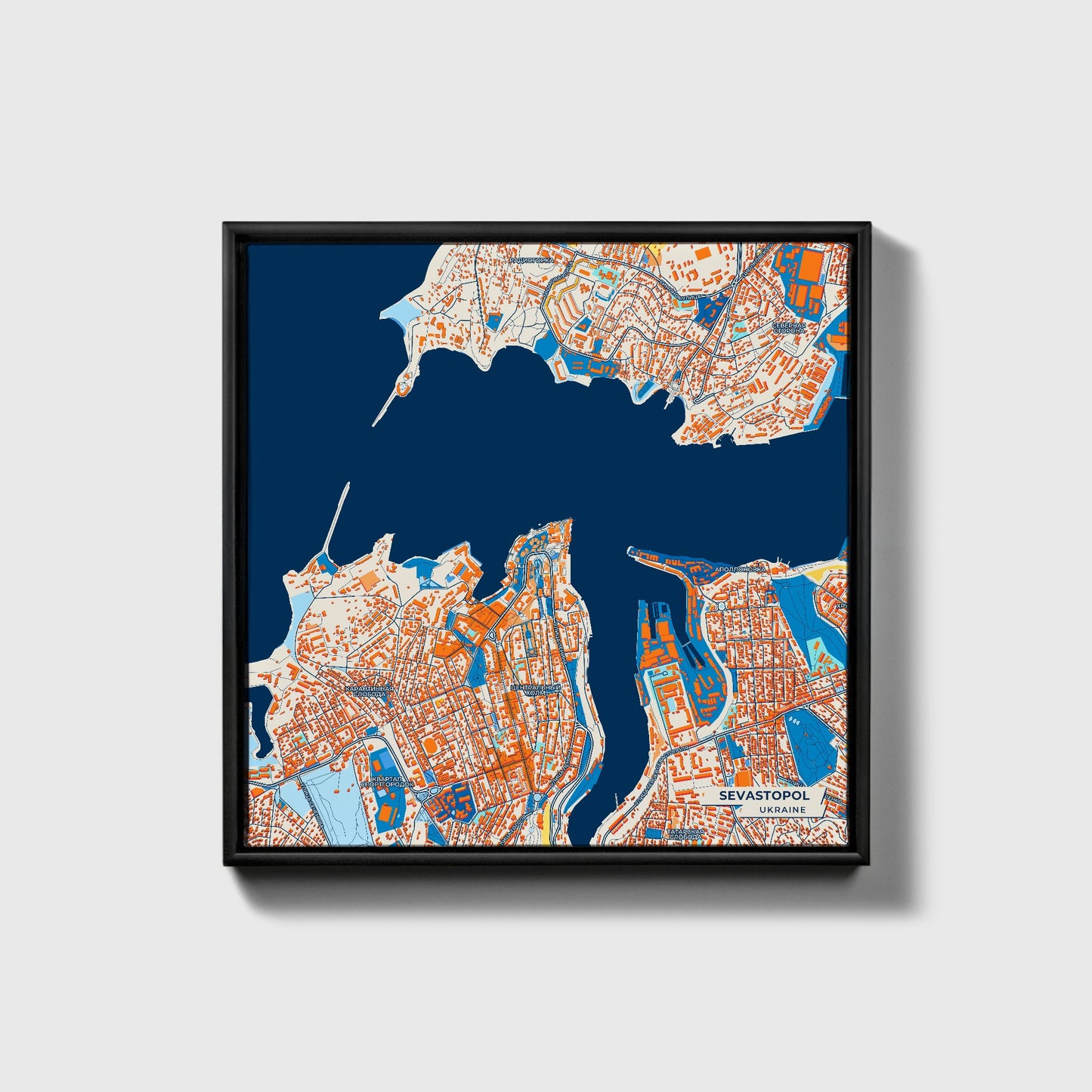 Севастопол Ukraine Colorful City Map Canvas Print • Black Framed