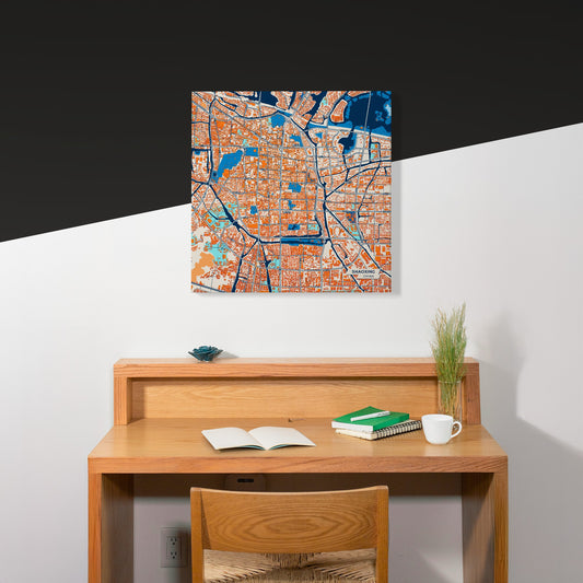 Shaoxing China Colorful City Map Canvas Print Scene