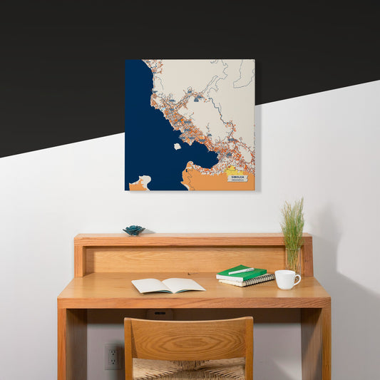 Sibolga Indonesia Colorful City Map Canvas Print Scene