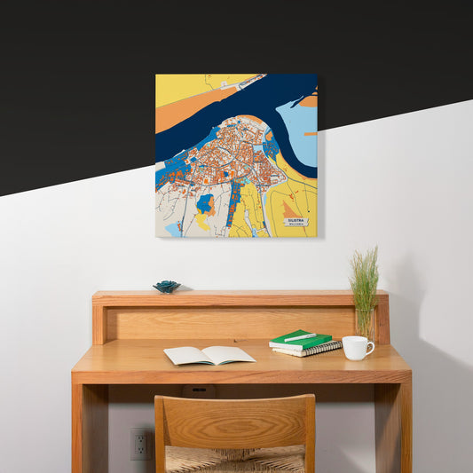 Силистра Bulgaria Colorful City Map Canvas Print Scene