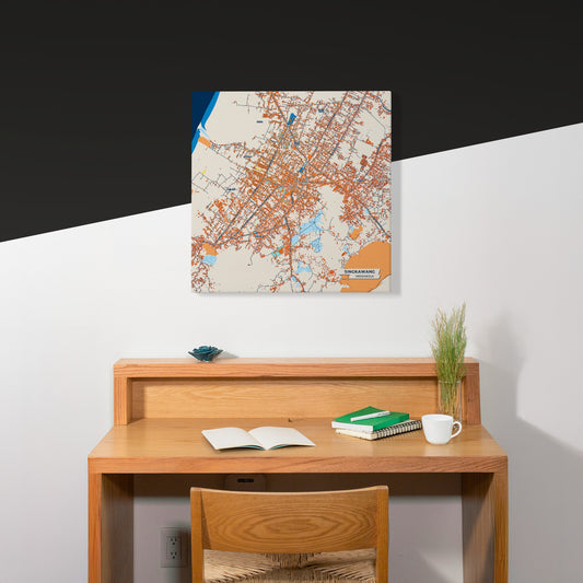 Singkawang Indonesia Colorful City Map Canvas Print Scene