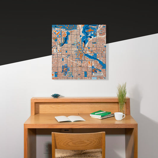 Sioux Falls South Dakota Colorful City Map Canvas Print Scene