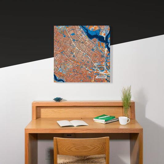 Somerville Massachusetts Colorful City Map Canvas Print Scene