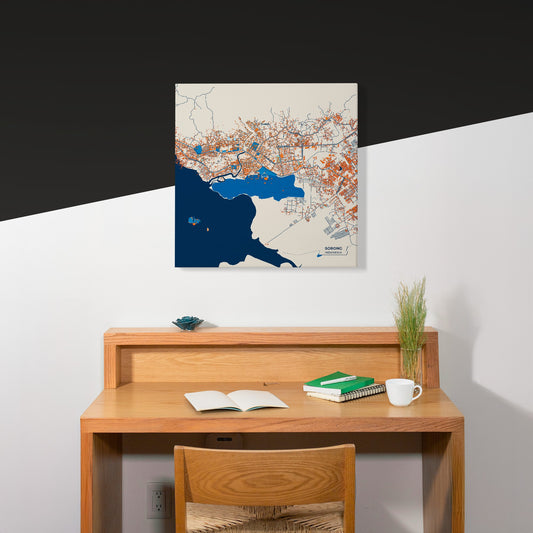Sorong Indonesia Colorful City Map Canvas Print Scene