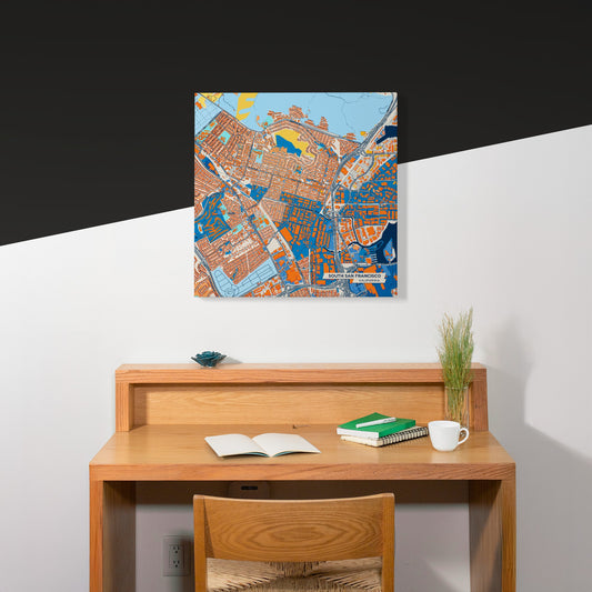 South San Francisco California Colorful City Map Canvas Print Scene
