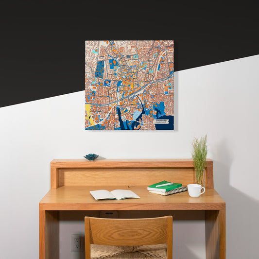 Stamford Connecticut Colorful City Map Canvas Print Scene