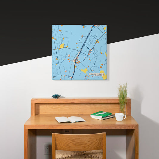 Súdwest-Fryslân Netherlands Colorful City Map Canvas Print Scene
