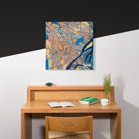 Szczecin Poland Colorful City Map Canvas Print Scene