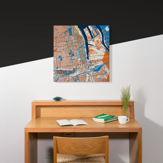 Tacoma Washington Colorful City Map Canvas Print Scene