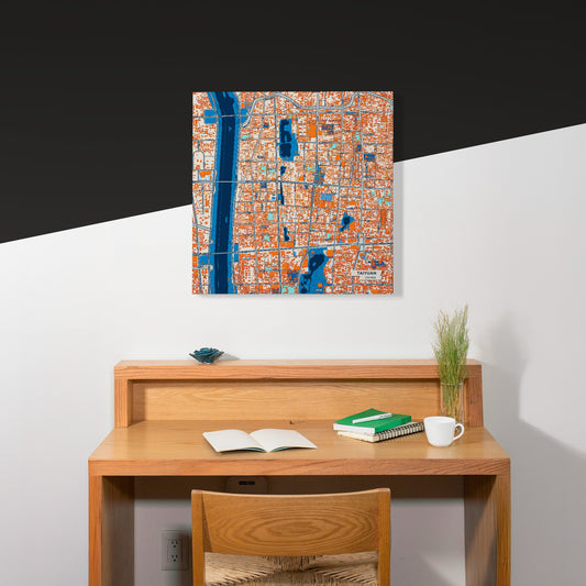 Taiyuan China Colorful City Map Canvas Print Scene