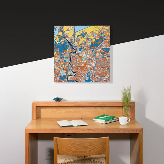 Tangerang Indonesia Colorful City Map Canvas Print Scene