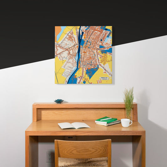 Târgu Jiu Romania Colorful City Map Canvas Print Scene