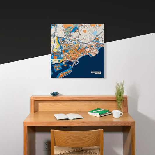 Tarragona Spain Colorful City Map Canvas Print Scene