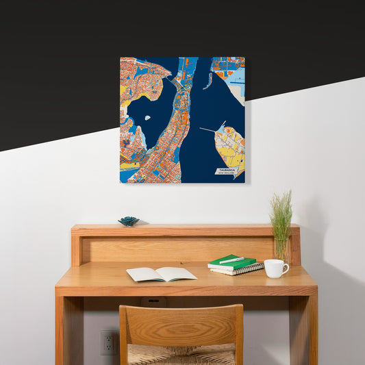 Tauranga New Zealand Colorful City Map Canvas Print Scene