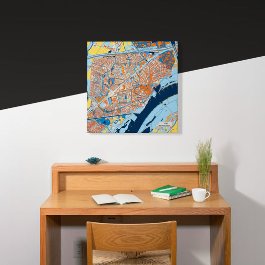 Tiel Netherlands Colorful City Map Canvas Print Scene
