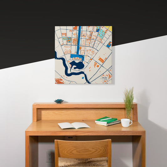 Tieling China Colorful City Map Canvas Print Scene