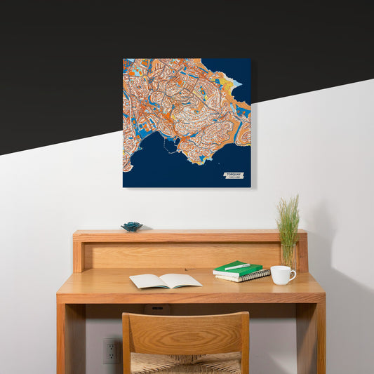 Torquay England Colorful City Map Canvas Print Scene